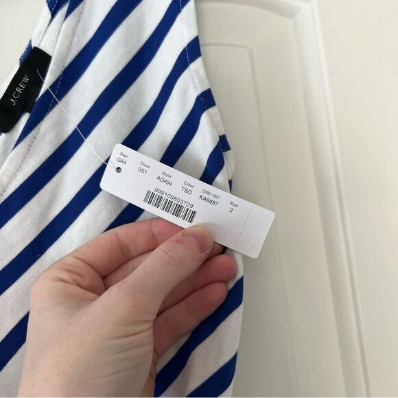 NWT J. Crew V-Neck Wide Leg Belted Jumpsuit in Blue White Stripe - Picture 5 of 5